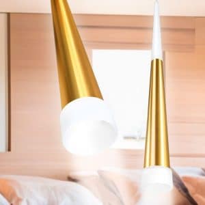 Lampara Colgante 45Cm Tipo Cono Dorado