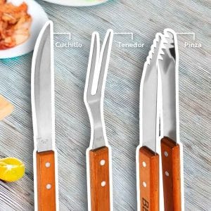 Set Parrilla 3Pz Pinza Tenedor Cuchillo