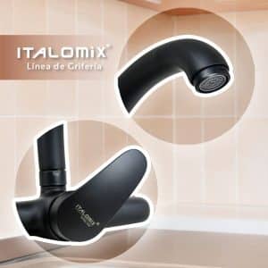Grifo Monocomando 20Cm Negro Pared Italomix