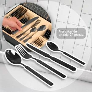 Cubiertos Metalicos 24Pz Caja Organizadora