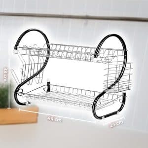 Escurridor Metalico Doble Piso Negro