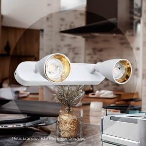 Aplique 2 Luces Blanco Dorado Pared-Techo