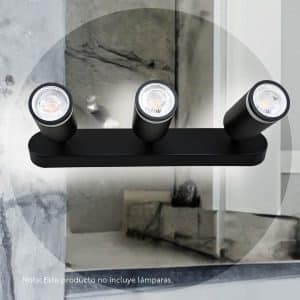 Aplique 3 Luces Negro Pared-Techo