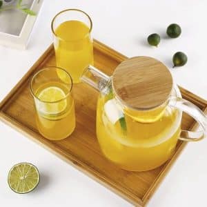 Tetera De Vidrio 1800Ml Con Tapa Madera