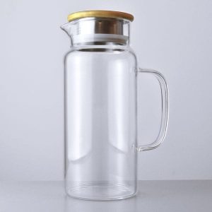 Jarra De Vidrio 1700Ml Con Tapa De Madera