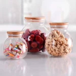Frasco Hermetico 1000Ml Redondo Tapa Madera