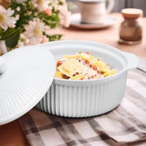 Bowl De Ceramica Blanco 25Cm Con Tapa