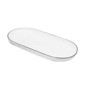 Fuente Ceramica 30X16Cm Ovalada Blanca