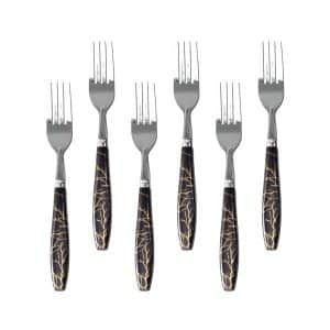 Tenedor De Mesa 6Pz Mango Plastico Negro