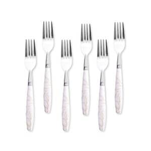 Tenedor De Mesa 6Pz Mango Plastico Blanco