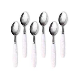 Cuchara De Mesa 6Pz Mango Plastico Blanco