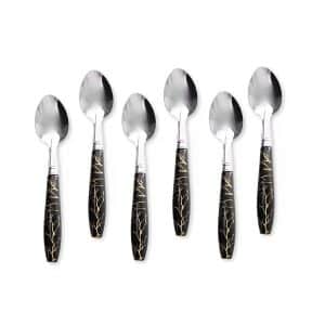 Cuchara De Postre 6Pz Mango Plastico Negro