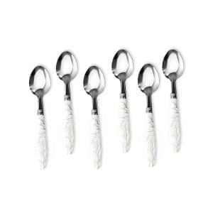 Cuchara De Postre 6Pz Mango Plastico Blanco