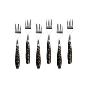 Tenedor De Postre 6Pz Mango Plastico Negro