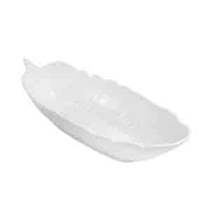 Recipiente Ceramico Blanco Tipo Hoja