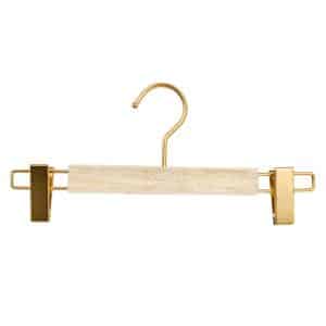 Percha Madera Metal Dorada Para Pantalon