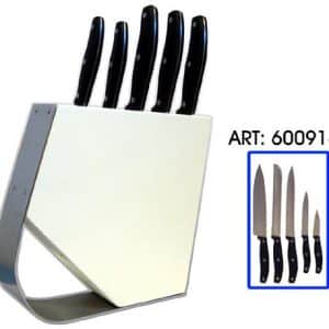 Set Cuchillos X6 Soporte Metal Madera (Ac600916C)