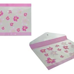 Sobre Escolar Pvc Con Broche Estampado Flores 36X25Cm