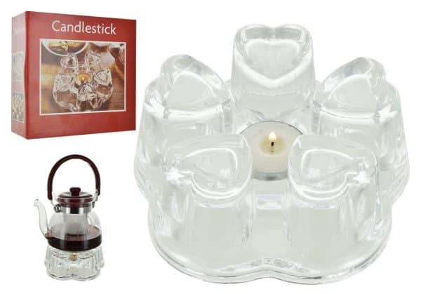 CANDELABRO VIDRIO CORAZON 22545