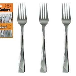 Tenedor Descartable X36Uds De Plastico Metalizado 10Cm
