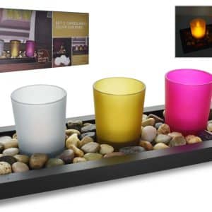 CANDELABRO VIDRIO COLOR X3 22148