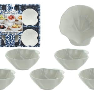 Bowl X6Pcs Forma Concha U Hoja Ceramica Blanca Lisa Pequeño Caja