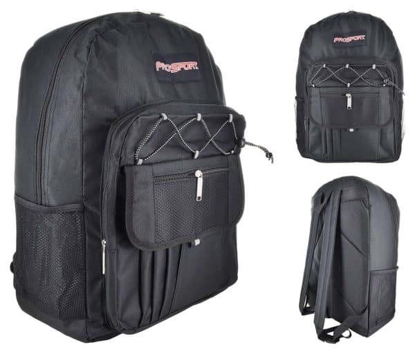 Mochila Lona Lisa C/Elastico Frontal 3 Cierres 4 Colores 46X33X8Cm