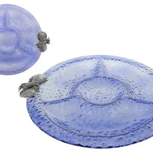 COPETINERO VIDRIO LABRADO 4 REPARTICIONES C/ASAS FORMA OSTRAS 35.7CM 23002