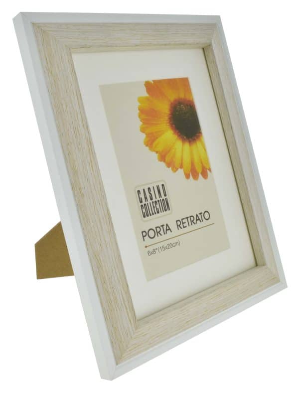 PORTARRETRATO MADERA BORDE EXTERNO BCO 25.8X20.5X1.5CM P/FOTO 15X20CM 23080 - Imagen 3