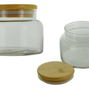 Frasco Vidrio Tapa Madera C/Cierre Hermetico 400Ml 10X8Cm
