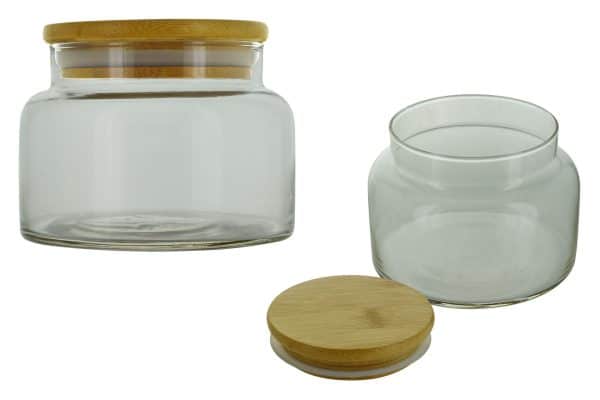 Frasco Vidrio Tapa Madera C/Cierre Hermetico 400Ml 10X8Cm