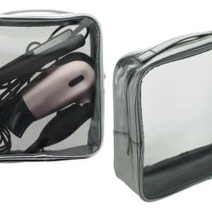 Cosmetiquero Pvc Transp C/Cierre Y Borde Color Metalizado 20X22X7Cm
