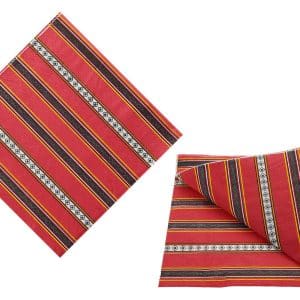Servilletas X20Uds 16.5X16.5Cm Rayado Rojo Negro Bco Y Amarillo