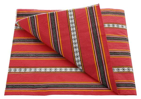 Servilletas X20Uds 16.5X16.5Cm Rayado Rojo Negro Bco Y Amarillo - Imagen 3