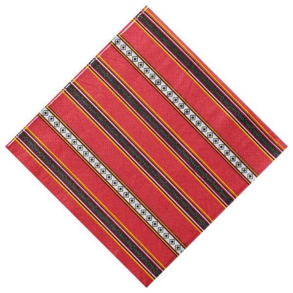 Servilletas X20Uds 16.5X16.5Cm Rayado Rojo Negro Bco Y Amarillo - Imagen 2