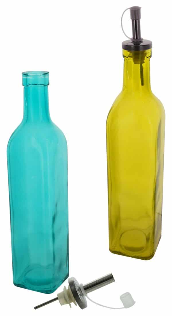 Aceitera Vidrio Color C/Pico 6.7X5.5X29.5Cm 500Ml