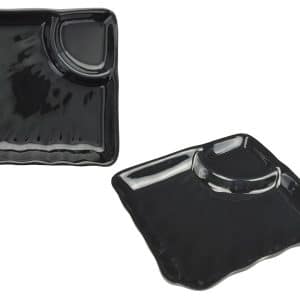 Copetinero Melamina 2 Reparticiones Linea Sushi Negro 17.5X17.5X3Cm