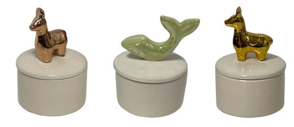 Alhajero Ceramica Blanca Cilindrico Con Tapa 7X4Cm