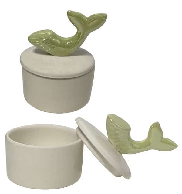 Alhajero Ceramica Blanca Cilindrico Con Tapa 7X4Cm - Imagen 2