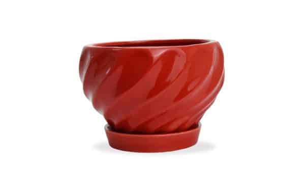 Maceta Ceramica Bca Labrado Torneado C/Plato 17X13Cm - Imagen 2