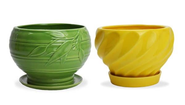 Maceta Ceramica Bca Labrado Torneado C/Plato 17X13Cm - Imagen 3