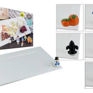 Bandeja Ceramica Blanca Con 6 Apiques Diferentes 41.5X26Cm Caja