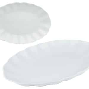 Fuente Ceramica Bca Oval Borde Ondeado 33.5X22.5X3.5Cm