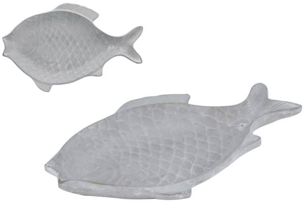 Fuente Hormigon Forma Pez Gris 30.5X29.5X4Cm Dx45024B Q8