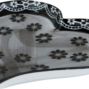 Bowl Set X2Uds Ceramica Corazon Gris C/Flor Beige 17.5X17.5X2Cm Dx190648-S2