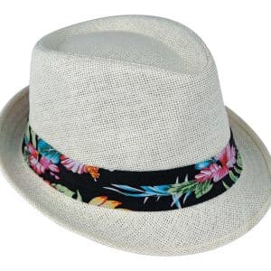GORRO PANAMEÑO T/TEJIDO C/CINTA FLOREADA 24918
