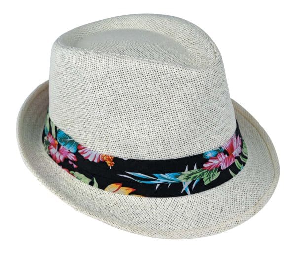 GORRO PANAMEÑO T/TEJIDO C/CINTA FLOREADA 24918