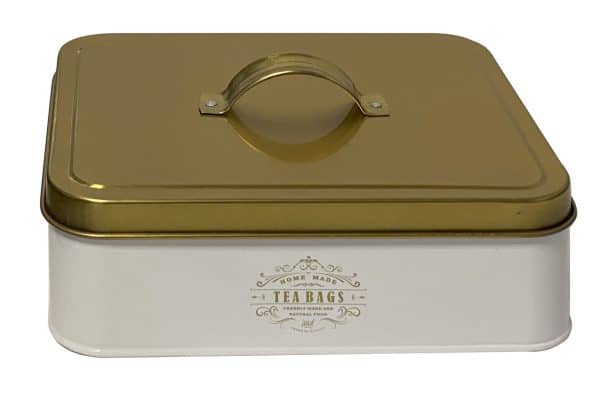 CAJA DE TE 12 DIVISIONES LINEA BLANCA C/DORADO 25.5X20.5X8.5CM BF117L - Imagen 3