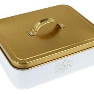 CAJA DE TE 12 DIVISIONES LINEA BLANCA C/DORADO 25.5X20.5X8.5CM BF117L