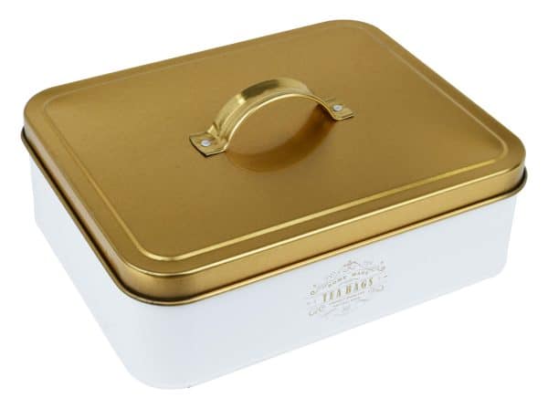 CAJA DE TE 12 DIVISIONES LINEA BLANCA C/DORADO 25.5X20.5X8.5CM BF117L